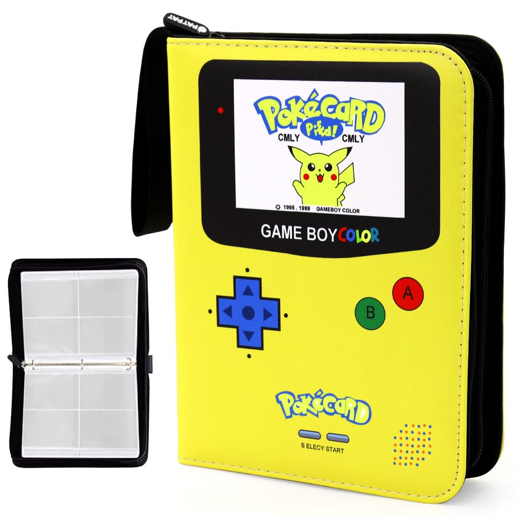 PATPAT Poke-mon Binder Trading Cards Holder Organizer for 400 Trading Cards, Poke-mon Cards Collection Bag Game Cards Binder Case, Game Cards Case Gifts for Kids Boys Girls, Yellow PATPAT Poke-mon Binder Trading Cards Holder Organizer for 400 Trading Cards, Poke-mon Cards Collection Bag Game Cards Binder Case, Game Cards Case Gifts for Kids Boys Girls, Yellow